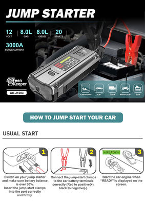 PD 65W 12V 3000A 20000mAh Многофункциональный портативный автомобиль аварийный аккумулятор Booster Jump Starter Power Bank