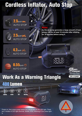 4 в 1 Car Booster Power Bank Jump Starter с встроенным воздушным компрессором и надувателем