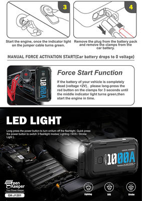 Мотоцикл портативный 10000mah Автомобильный прыжок стартер Power Bank Booster зарядное устройство для запуска