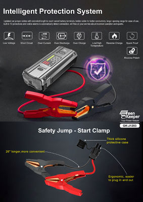 Автомобильный аварийный аккумулятор J1203 Peak 3000A 20000mAh Boost Jump Starter для транспортных средств 8.0L