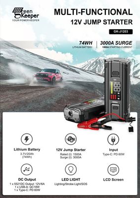 Автомобильный аккумулятор Jump Starter UltraSafe Super Capacitor 3000A Power Bank для транспортных средств грузовик