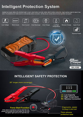 QC 18W Ввод GreenKeeper Ультрабезопасный суперконденсатор 2000A Аккумуляторный стартер с светодиодным освещением