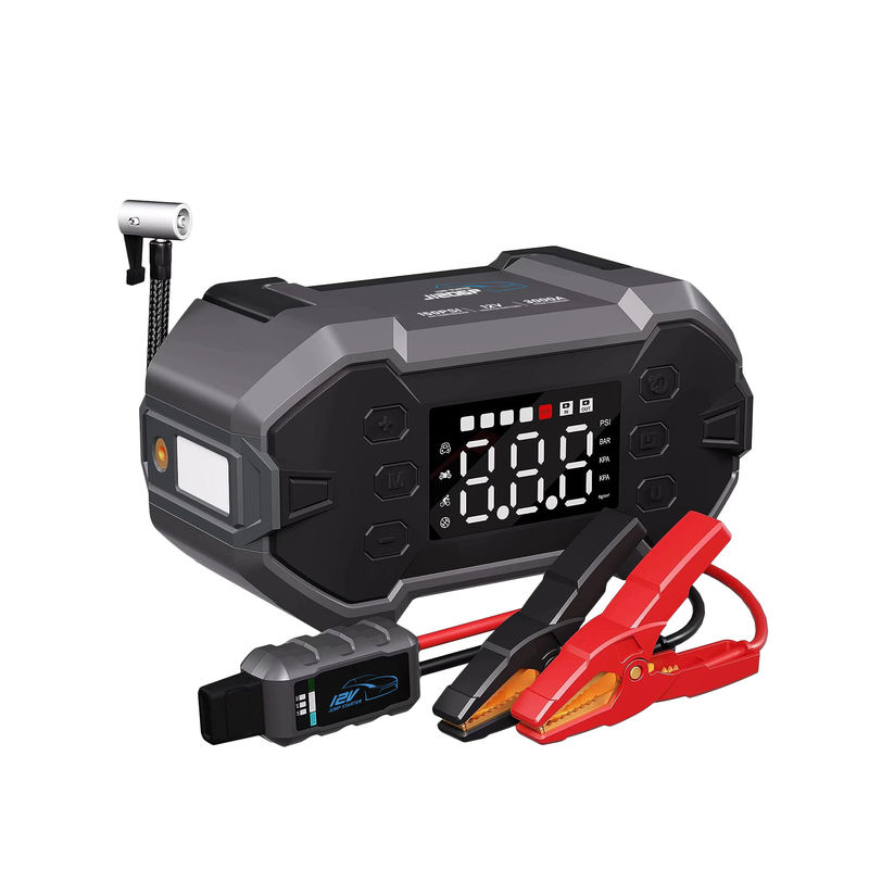3000A Пиковый ток 4-в-1 портативный стартер 10000-24000mah Power Bank Car Inflator Батарейный бустер